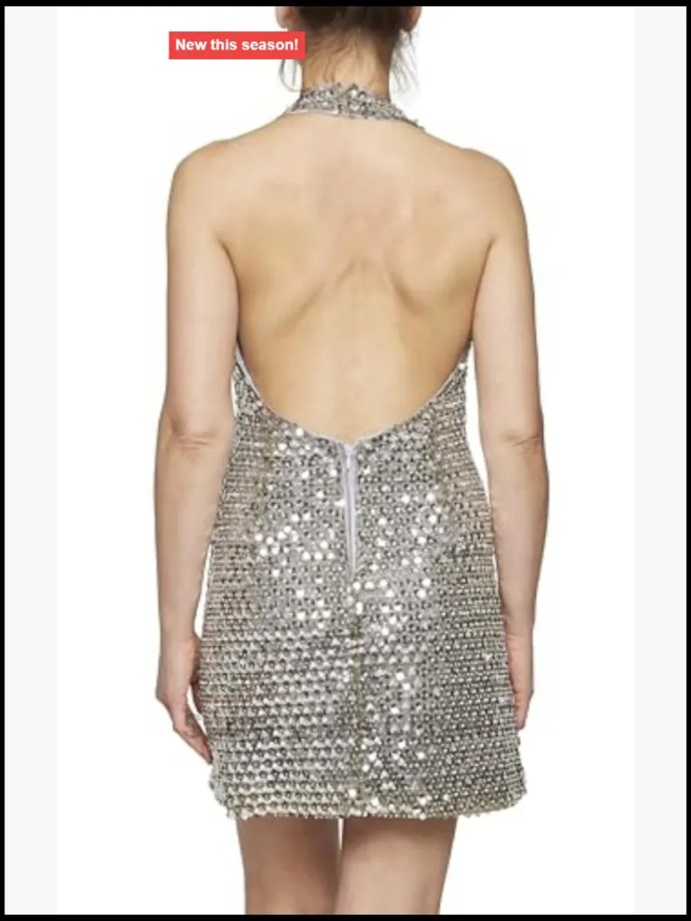 Halter Neck Sequin Mini Dress Sleeveless Zip